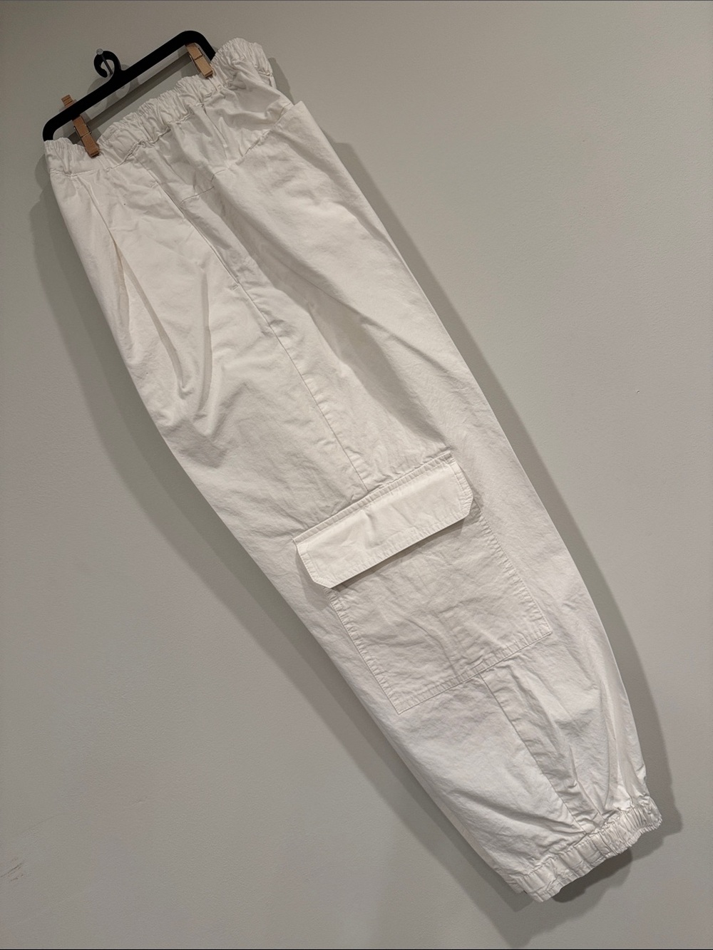ZARA KIDS White Parachute Cargo Pants Sz 13-14 Elastic Waist and Hem Pleated